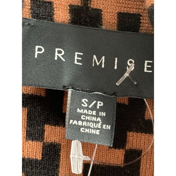 Womens Premise Geo Cognac Cardigan Open 7185 Size S/M NWT Shawl Collar Laser cut - Picture 7 of 12